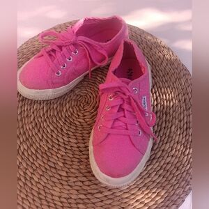 Superga Girls 2750 Cotu Classic Sneakers In Bright Pink Canvas Size 11